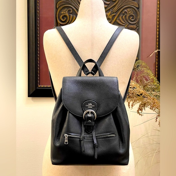 Coach Handbags - Coach Kleo Backpack Black Pebble Leather - EUC